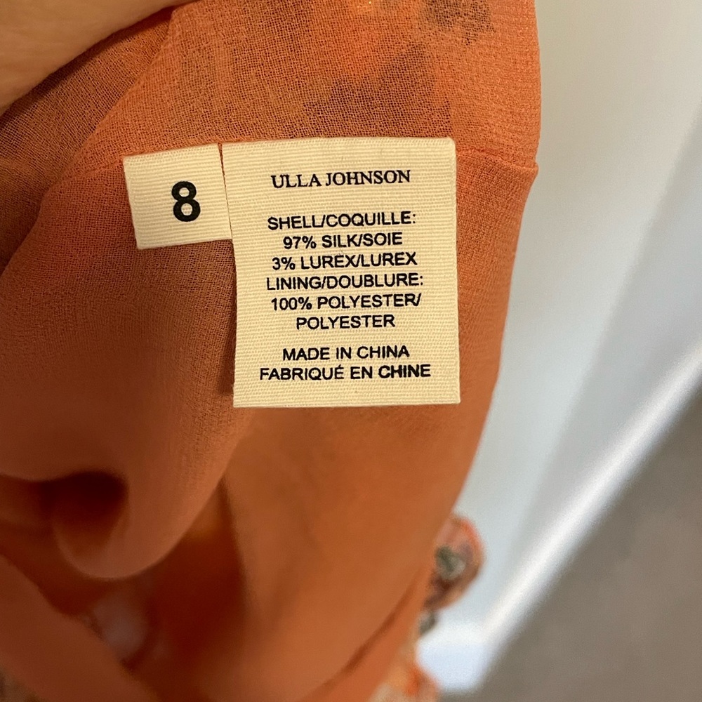 Ulla Johnson silk dress Sz 8 - Picture 9 of 11